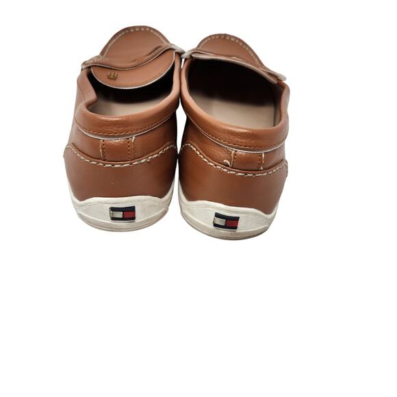 Tommy Hilfiger Slip On Leather Loafers Shoes Brown Camel Round Toe Size 9M - Picture 8 of 9